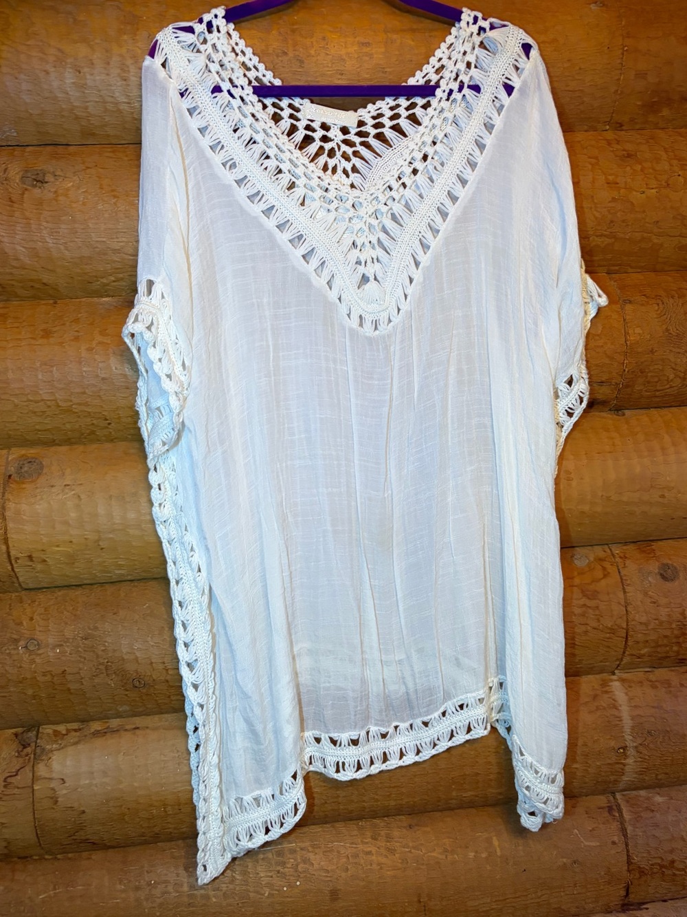 White Crochet Trim Beach Cover-Up Tunic